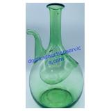 Vintage Hand-Blown Green Glass Wine Decanter