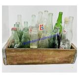 Crate of Miscellaneous Pop Bottles (some broken)