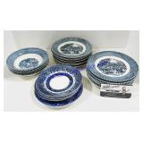 Blue China Plates and Bowls Some Churchill China