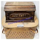 Wicker Picnic Basket & Wooden Bread Box