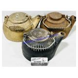 3 Cast Iron Tea Pots