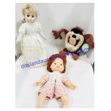 Vintage Porcelain Doll with Wind Up Music Box 15"