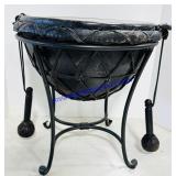 African Decorative Drum with Footed Stand