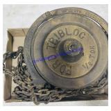 Vintage Ford Tribloc 1/2 Ton Pulley & Chain