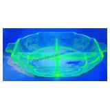 4 Partition Uranium Glass Serving Dish