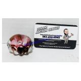 Injected Art Glass Paper Weight, Red and White