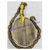 Vintage Wooden Pulley Block with Chain Hook
