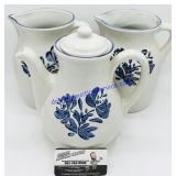 3 Pfaltzgraff Stoneware Pitchers (1 Crack)
