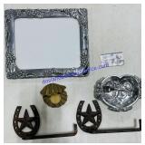 Stainless Picture Frame, Bowl and Spoon. Shell
