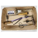 Lot of Cork Removers, Scissors, Wrench, Etc