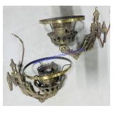 2 Vintage Brass Wall Mount Light Fixtures