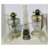 Glass Oil Lamps & Chimneys