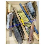 Lot of Tool Handles, Folding Ruller, File, Etc