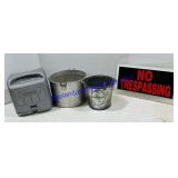 Portable Coleman Stove, Buckets, & Sign