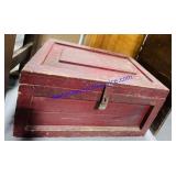 Red Painted Wooden Trunk 34x19x17"