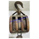 Antique Wooden Block and Tackle Pulley