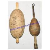 2 Antique Cork Bobbers