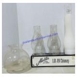 5 Glass Oil Lamp Chimneys