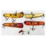 5 Unknown Brand Wooden Fishing Lures