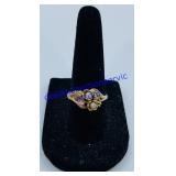 10k Stamped Gold Jeweled Ring Size 7