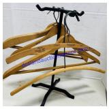 6 Wooden Hangers w/ Cast Iron Rack