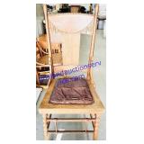 Antique Padded Wooden Rolling Dining Chair