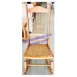 Antique Wooden Wicker Bottom Rocking Chair