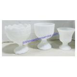 3 White Milk Glass Serving Dishes