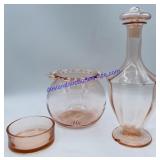 3 Pieces of Pink Depression Glass