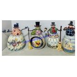4 Jim Shore Decorative Snowman Figures