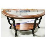 Wooden Semi-Circle Glass Insert Top Sideboard