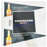 Traveller Whiskey Rubber Beer Mat & 2 Flags