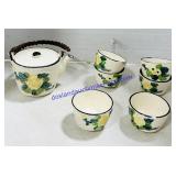 Vintage Ceramic Tea Set w/ 6 Tea Cups