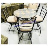 Tall Ceramic Top Metal Table w/ 4 Padded Metal