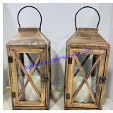 Wooden Farmhouse Candle Lanterns