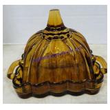 Amber Glass Butter Dish