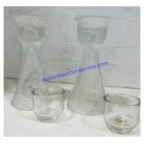 2 Glass Avon Candle Holders