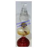 Red & Clear Glass Oil Lamp