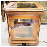 Small Lighted Wooden Glass Shelf Display Cabinet