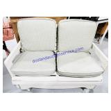 2 Seat Padded White Painted Wooden Rocking Bench