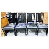 4 Black Painted Padded Wooden Dining Chairs