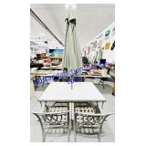 Glass Top Metal Patio Table Set (Umbrella Base,