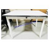 White/Black Enamel Top Table w/ drawer 40x25x31"