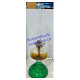 Green & Clear Glass Oil Lamp