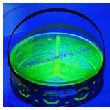 Uranium Glass Divided Tray w/ Metal Sleeve