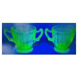 Uranium Glass Sugar Dish & Creamer Cup Set