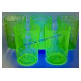 Uranium Glass 5 Pc Cup Set