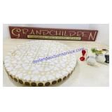 Tile Mosaic Turning Tray, Wooden Plaque, Candle