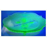 Uranium Glass Footed Serving Plate