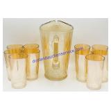 Light Amber Glass Pitcher & 10 Cup Set
